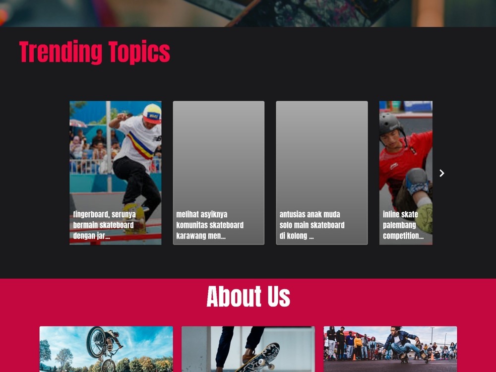 Project Website for extreme sport App